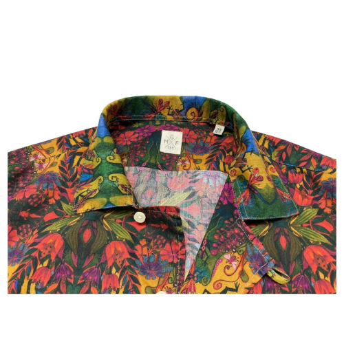 GMF 965 man shirt half sleeve floral pattern art T2-1528 911266/01 100% cotton