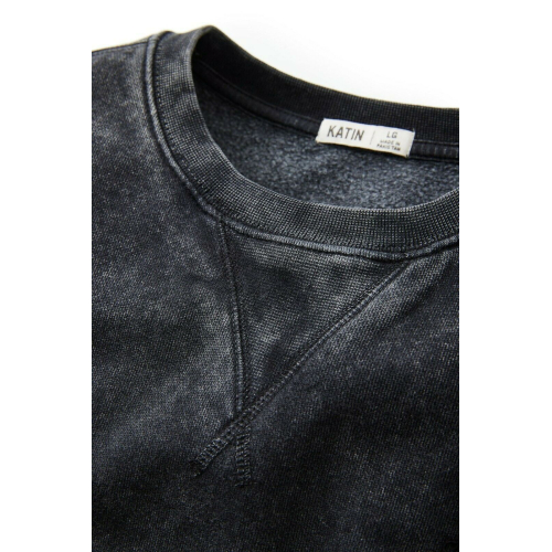 KATIN man crewneck sweatshirt black brushed vintage wash art FLCRE10 80% cotton 20% polyester
