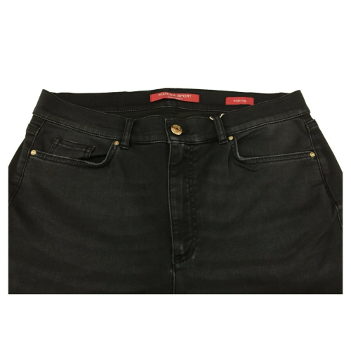 MARINA SPORT by Marina Rinaldi jeans donna in denim raso stretch nero art 13.5183201 ICONA