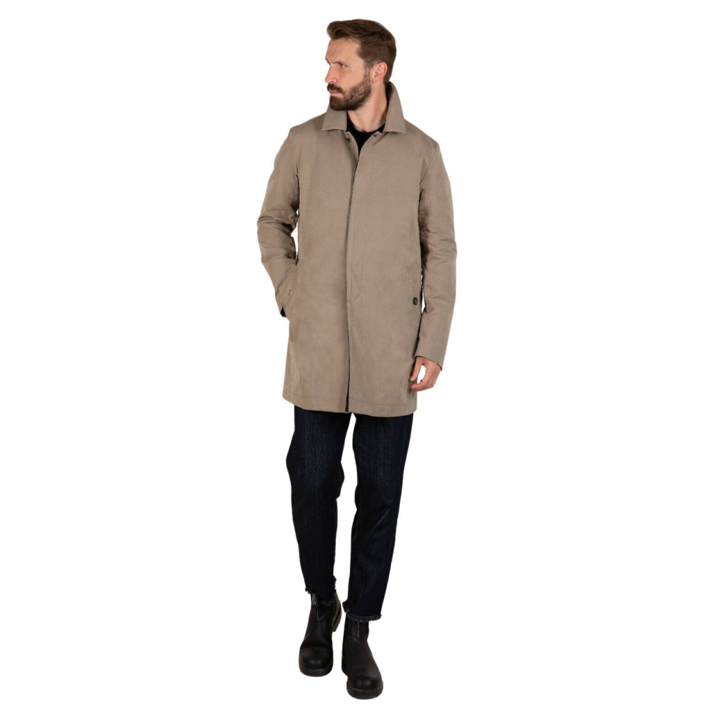 L’IMPERMEABILE short man coat beige cotton car coat BRANDO FR PEACH COT MADE IN ITALY