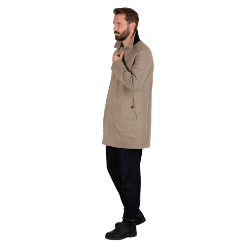 L’IMPERMEABILE giaccone uomo corto car coat beige cotone BRANDO FR PEACH COT MADE IN ITALY