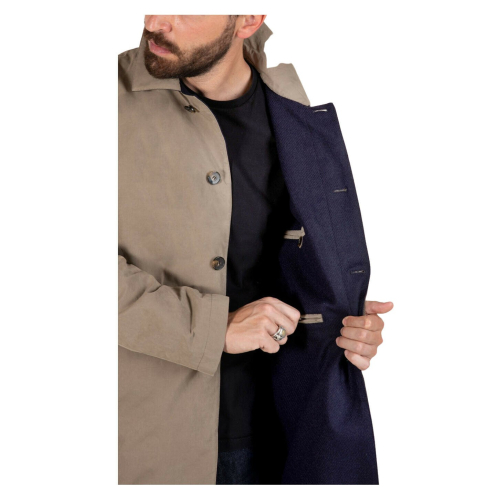L’IMPERMEABILE giaccone uomo corto car coat beige cotone BRANDO FR PEACH COT MADE IN ITALY