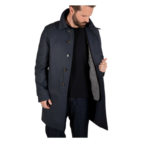L’IMPERMEABILE giaccone uomo car coat blu cotone impermeabile  art MARTIN+I NEW GAB SO MADE IN ITALY