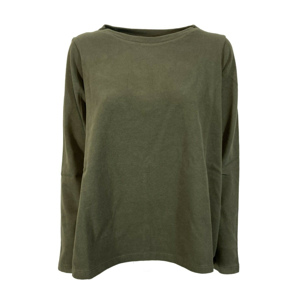 LABO.ART maglia donna girocollo ovetto verde militare art MAGLIA PIUMA CERVO MADE IN ITALY