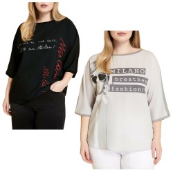 MARINA SPORT by Marina Rinaldi bi-material woman t-shirt art 13.5973021 VAGLIA