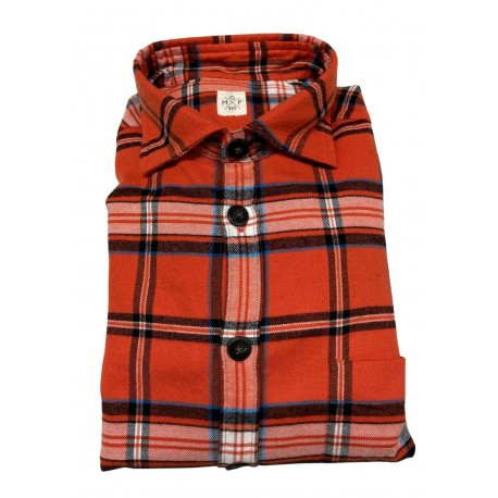 GMF 965 man orange squared flannel shirt mod SP327 912340/01 MADE IN ITALY
