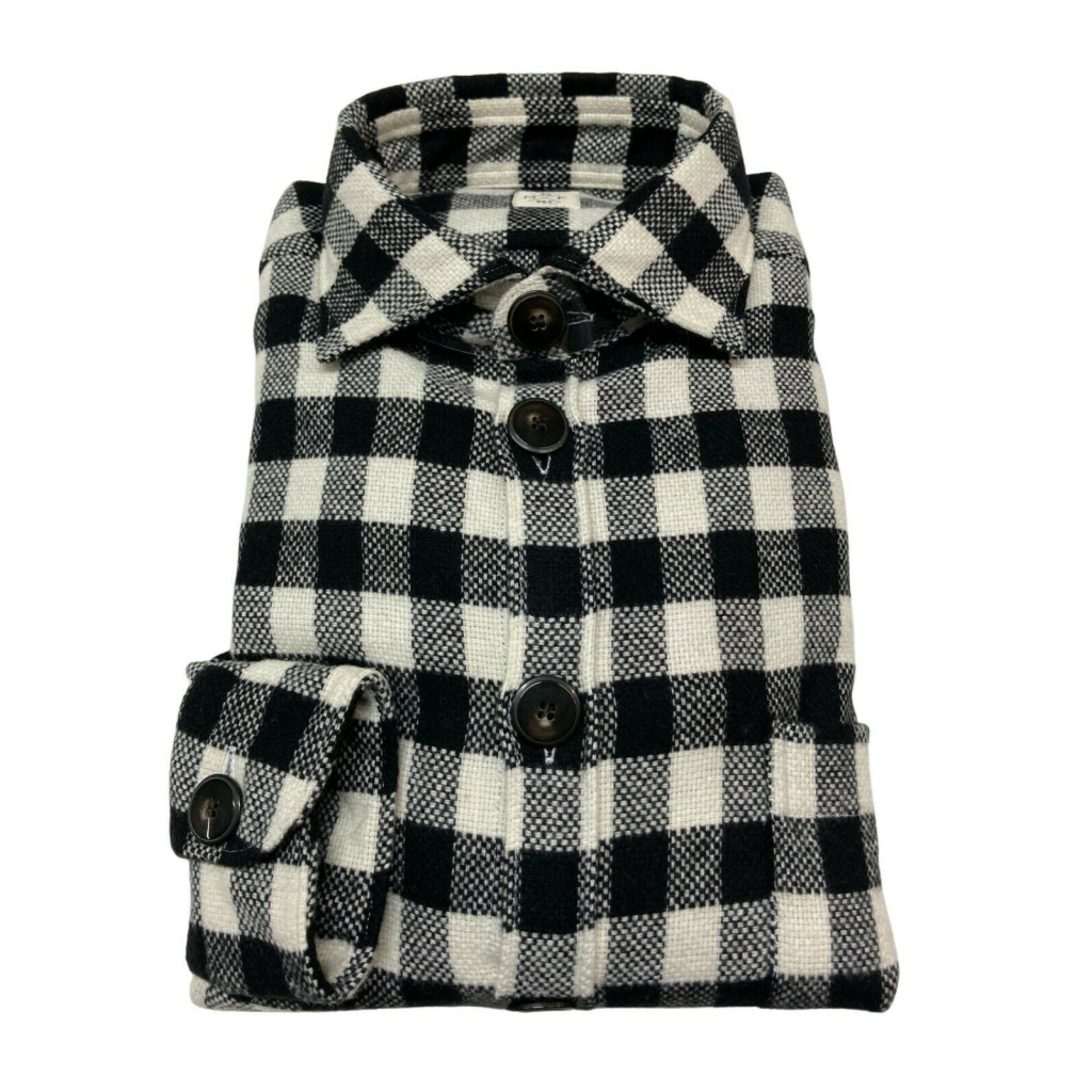 GMF 965 man white / black heavy flannel shirt mod SP327 912616/01