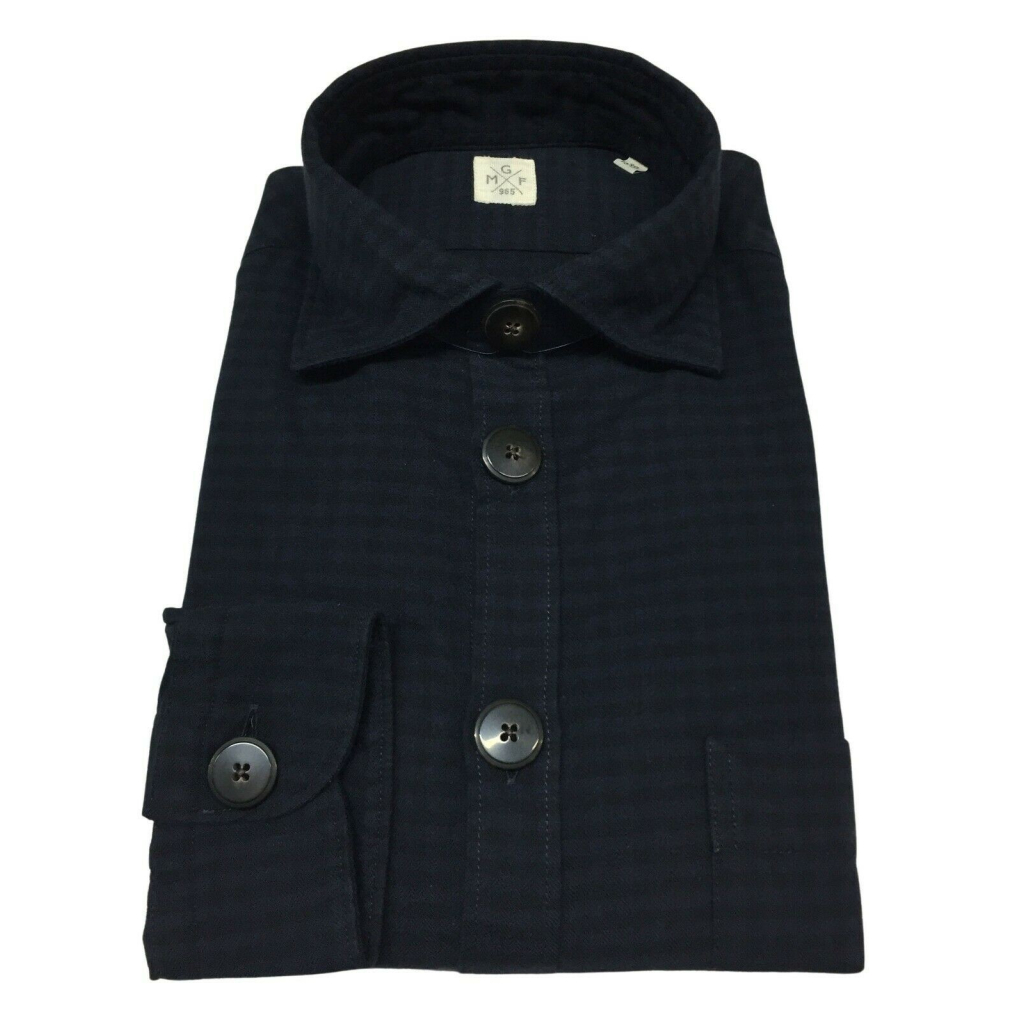 GMF 965 camicia uomo flanella quadri blu/nero mod SP327 912321/04 100% cotone