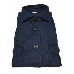 GMF 965 heavy blue melange flannel man shirt SP353 912308/06 100% cotton