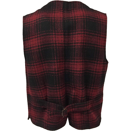 MANIFATTURA CECCARELLI Men's Vest Casentino cloth Red / Black Checks 7906-WD Miner Vest Made in Italy