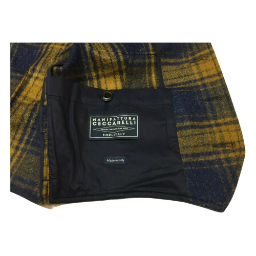 MANIFATTURA CECCARELLI Men's Vest Casentino cloth Navy/Tan Checks 7906-WD Miner Vest Made in Italy