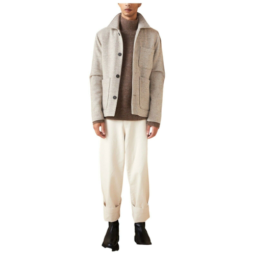 ELVINE man jacket in undyed Wool with beige chevron pattern art 330335 RHETT