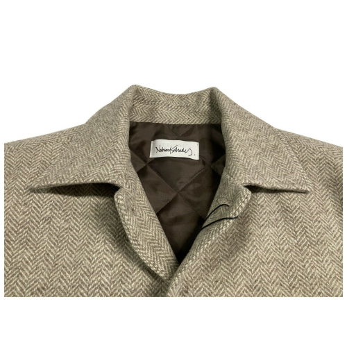 ELVINE man jacket in undyed Wool with beige chevron pattern art 330335 RHETT