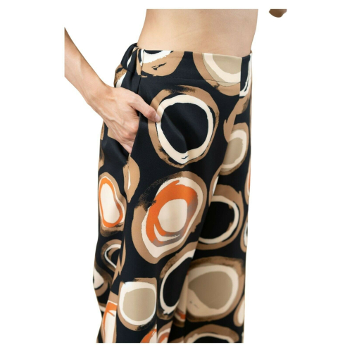 TADASHI black / beige / orange patterned woman pants art TAI225126 100% polyester MADE IN ITALY