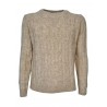 FERRANTE Ecru cable-knit crew neck sweater 46U25101 MADE IN ITALY