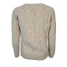 FERRANTE Ecru cable-knit crew neck sweater 46U25101 MADE IN ITALY