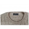 FERRANTE Ecru cable-knit crew neck sweater 46U25101 MADE IN ITALY