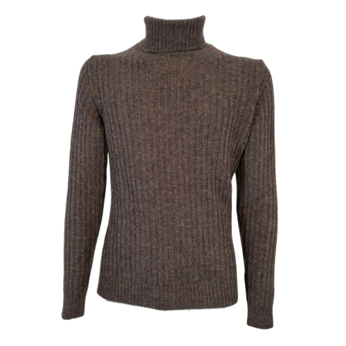 FERRANTE Brown turtleneck sweater with English rib 46U28802 MADE IN ITALY