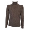 FERRANTE Brown turtleneck sweater with English rib 46U28802 MADE IN ITALY