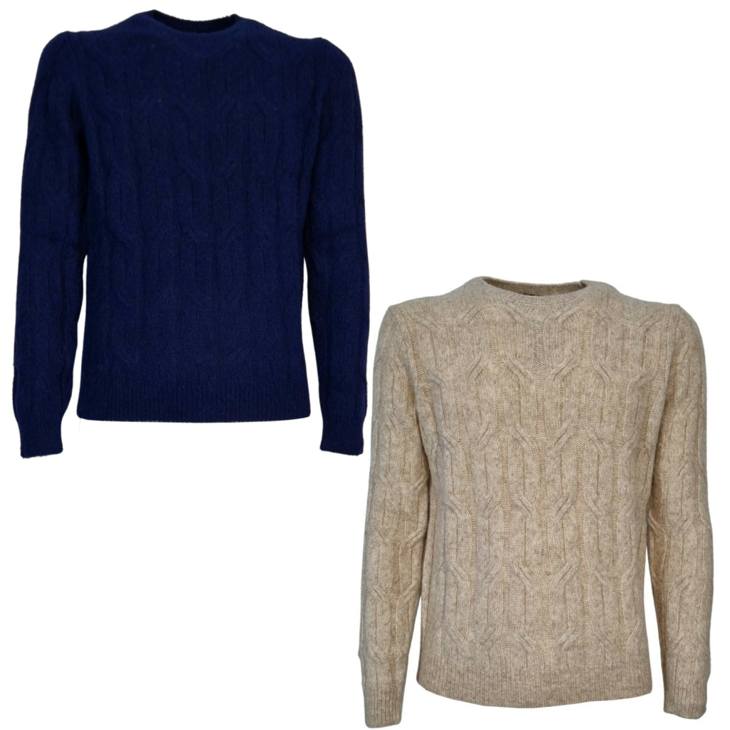 FERRANTE Ecru cable-knit crew neck sweater 46U25101 MADE IN ITALY FERRANTE Ecru cable-knit crew neck sweater 46U25101 MADE IN ITALY