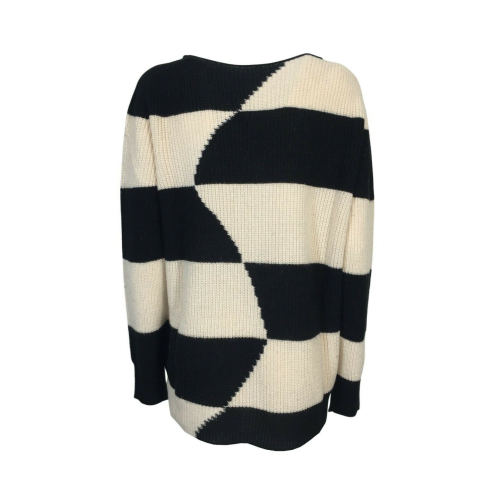 PERSONA by Marina Rinaldi maglia donna nero/ecru girocollo art 13.1364211 ARIA MADE IN ITALY