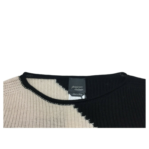 PERSONA by Marina Rinaldi maglia donna nero/ecru girocollo art 13.1364211 ARIA MADE IN ITALY