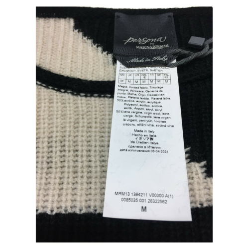 PERSONA by Marina Rinaldi maglia donna nero/ecru girocollo art 13.1364211 ARIA MADE IN ITALY