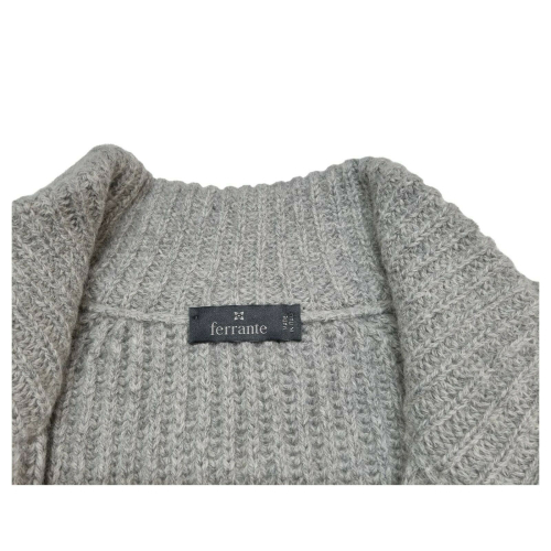 FERRANTE Maglia uomo con zip baby alpaca grigio perla art 46U36004 MADE IN ITALY