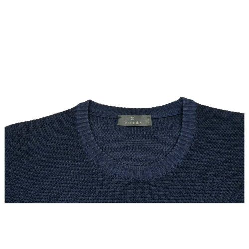 FERRANTE men's honeycomb crewneck sweater 46R22108 Merino wool MADE IN ITALY