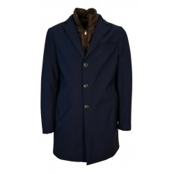 FABIO BALDAN Coat with detachable bib art. 211407NA50 blue MADE IN ITALY
