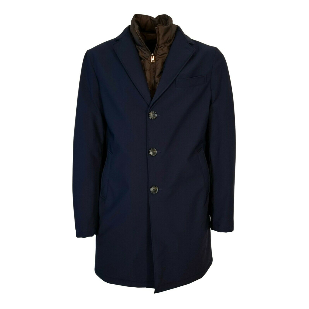 FABIO BALDAN Coat with detachable bib art. 211407NA50 blue MADE IN ITALY