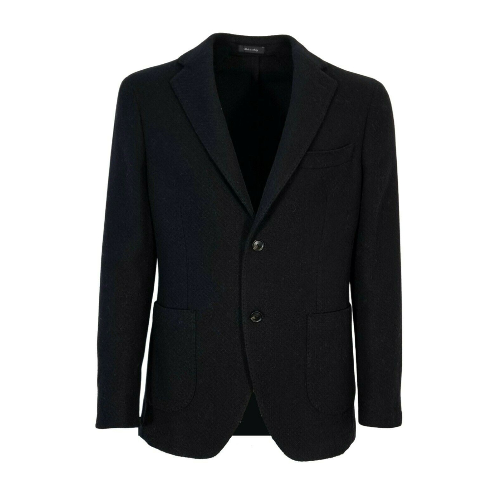 FABIO BALDAN Slim single-breasted jacket with 2 buttons art. 211171SNA1013 black cotton / wool MADE IN ITALY