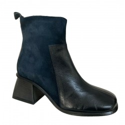 17.25 low boot woman blue side zip bi-material leather / suede art JE05 100% leather MADE IN ITALY