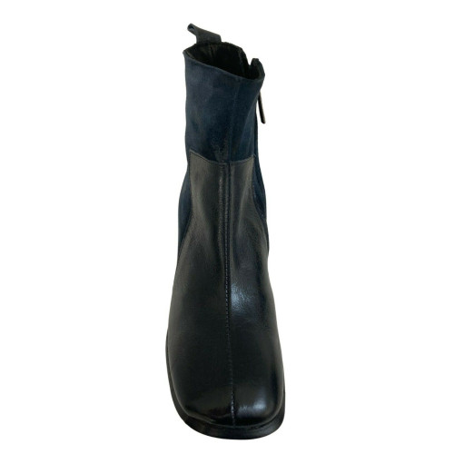 17.25 low boot woman blue side zip bi-material leather / suede art JE05 100% leather MADE IN ITALY