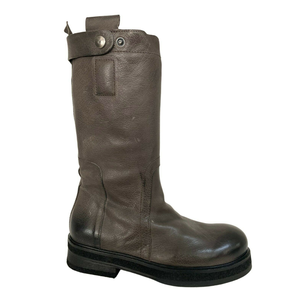 17.25 women's boot with side zip charcoal art IBA25 100% leather MADE IN ITALY