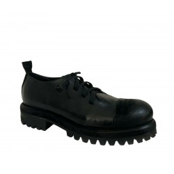 17.25 black lace-up woman shoe bi-material leather / split ST.MORITZ art BAR 20 MADE IN ITALY