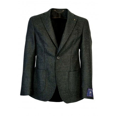 CAESAR Green unlined men's jacket art. 670016 var 48 fabric 100% Shetland wool Abraham Moon MADE IN ENGLAND