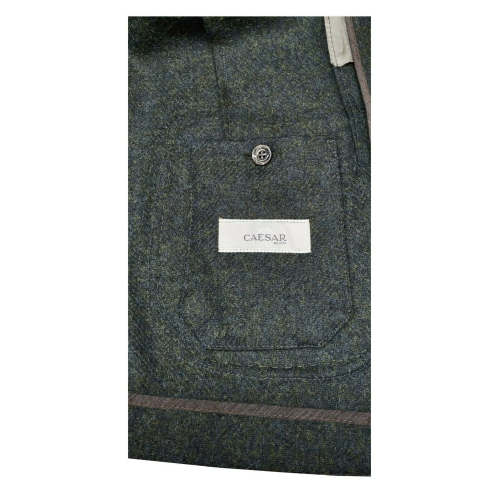 CAESAR Green unlined men's jacket art. 670016 var 48 fabric 100% Shetland wool Abraham Moon MADE IN ENGLAND