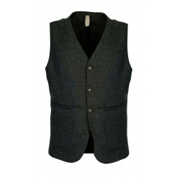 CAESAR Dark green slim fit vest 100% shetland wool Abraham Moon ART. 670016 MADE IN ENGLAND