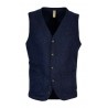 CAESAR Blue herringbone slim fit vest 100% shetland wool Abraham Moon ART. 677002 MADE IN ENGLAND