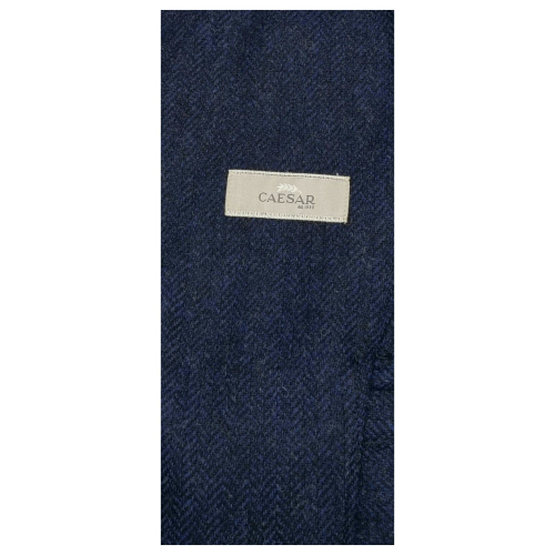 CAESAR Blue herringbone slim fit vest 100% shetland wool Abraham Moon ART. 677002 MADE IN ENGLAND