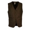 CAESAR Brown herringbone slim fit vest 100% shetland wool Abraham Moon ART. 677002 MADE IN ENGLAND