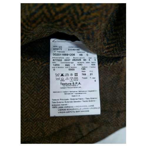 CAESAR Brown herringbone slim fit vest 100% shetland wool Abraham Moon ART. 677002 MADE IN ENGLAND