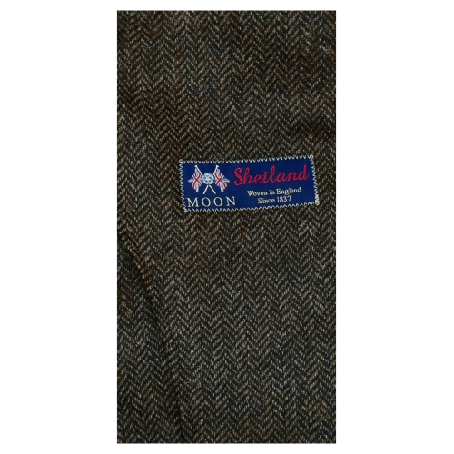CAESAR Brown herringbone slim fit vest 100% shetland wool Abraham Moon ART. 677002 MADE IN ENGLAND