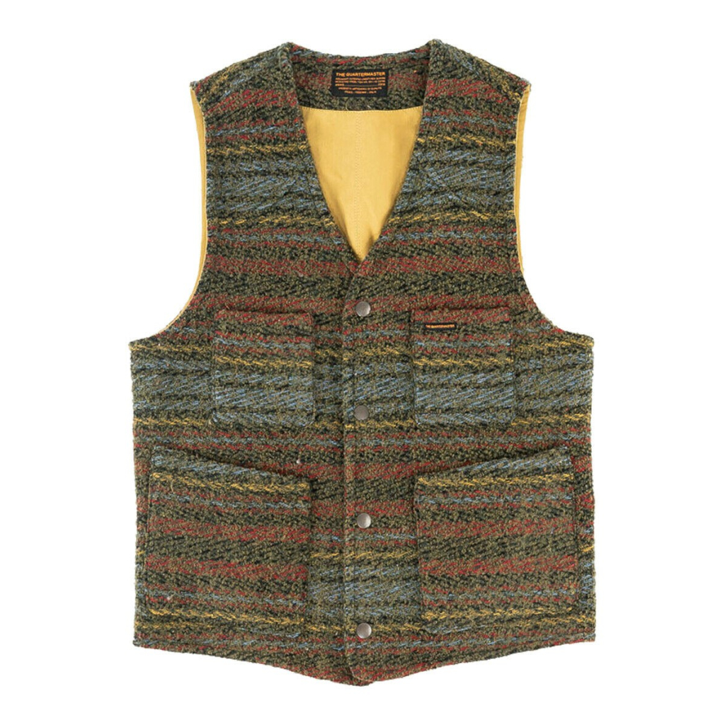 THE QUARTER MASTER Gilet uomo ART. 31SS-W anni 50' in lana riciclata MADE IN ITALY