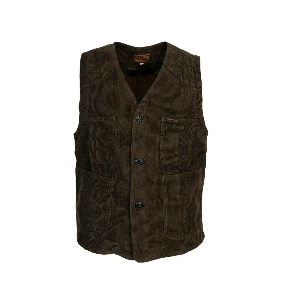 THE QUARTERMASTER Dark brown man gilet art. 31SS-V 50s' corduroy MADE IN ITALY THE QUARTERMASTER Dark brown man gilet art. 31SS-V 50s' corduroy MADE IN ITALY