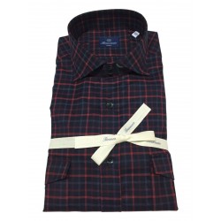 BRANCACCIO blue / red square man shirt art RV10Y0 GOLDY VINCENT EBM3302 100% cotton