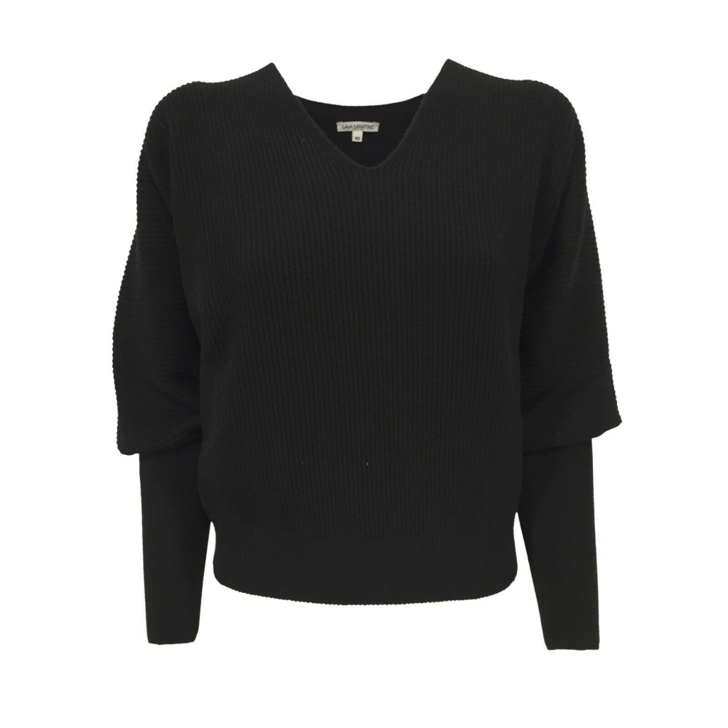 GAIA MARTINO black v-neck wool woman sweater art GM11 MADE IN ITALY GAIA MARTINO black v-neck wool woman sweater art GM11 MADE IN ITALY