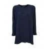 NEIRAMI maxi woman sweater with crewneck slits blue polka dot bluette art T260BO -N / W1 MADE IN ITALY