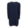 NEIRAMI maxi woman sweater with crewneck slits blue polka dot bluette art T260BO -N / W1 MADE IN ITALY